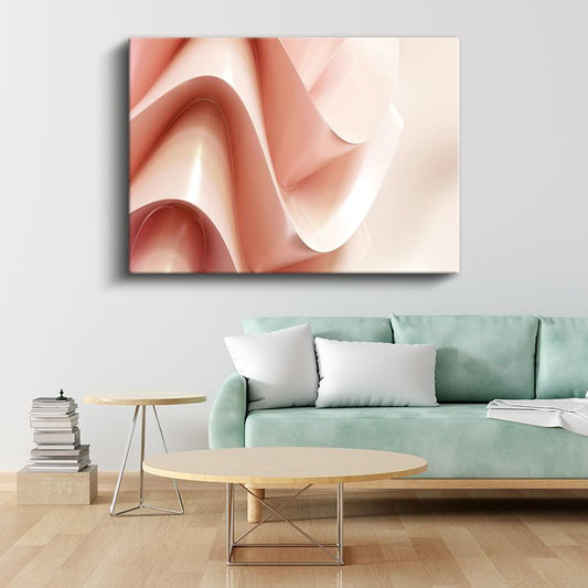 Yumuşak Katmanlar - Pembe Tonlarda 3D Dalgalı Formlar Kanvas Tablo