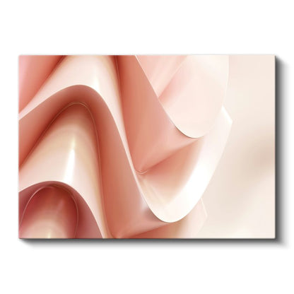Yumuşak Katmanlar - Pembe Tonlarda 3D Dalgalı Formlar Kanvas Tablo