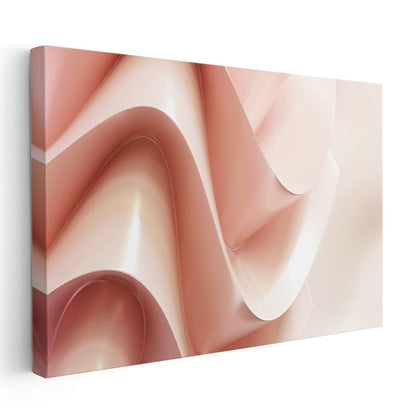 Yumuşak Katmanlar - Pembe Tonlarda 3D Dalgalı Formlar Kanvas Tablo