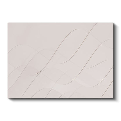 İnce Çizgiler - Bej Zeminde Minimalist Dalgalı Desenler Kanvas Tablo