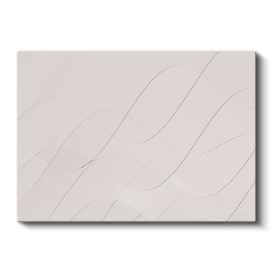 İnce Çizgiler - Bej Zeminde Minimalist Dalgalı Desenler Kanvas Tablo