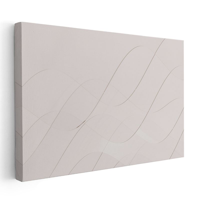 İnce Çizgiler - Bej Zeminde Minimalist Dalgalı Desenler Kanvas Tablo