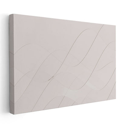 İnce Çizgiler - Bej Zeminde Minimalist Dalgalı Desenler Kanvas Tablo