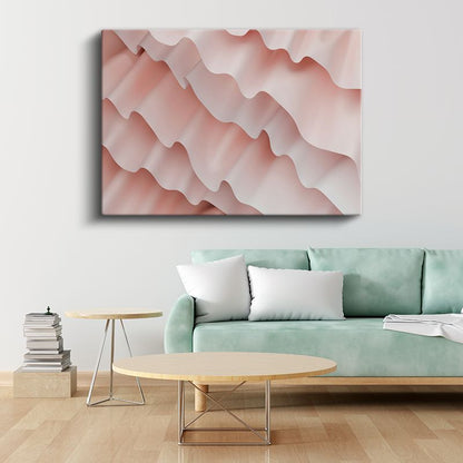 Dalgalı Katmanlar - Pembe Tonlarında Minimalist Geometri Kanvas Tablo
