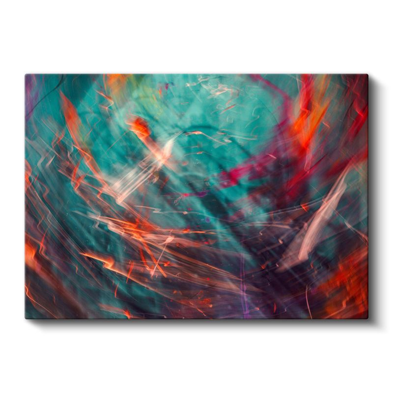 Kozmik Enerji - Turkuaz ve Kırmızı Tonlarında Dinamik Soyut Kanvas Tablo
