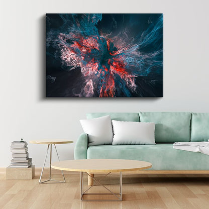 Derin Patlama - Mavi ve Kırmızı Tonlarında Kozmik Enerji Kanvas Tablo