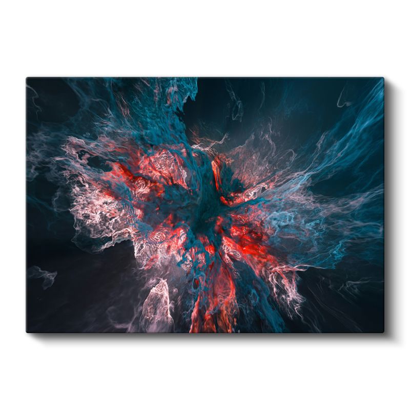 Derin Patlama - Mavi ve Kırmızı Tonlarında Kozmik Enerji Kanvas Tablo