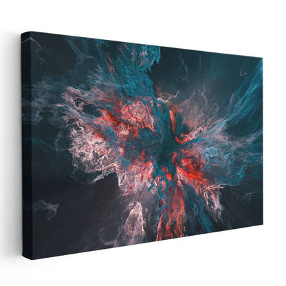 Derin Patlama - Mavi ve Kırmızı Tonlarında Kozmik Enerji Kanvas Tablo