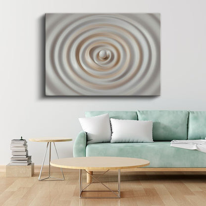 Hipnotik Daireler - Bej Tonlarında Minimalist Spiral Kanvas Tablo