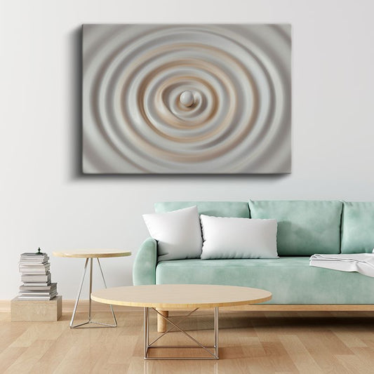 Hipnotik Daireler - Bej Tonlarında Minimalist Spiral Kanvas Tablo