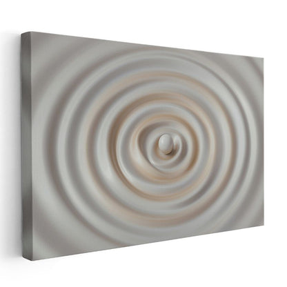 Hipnotik Daireler - Bej Tonlarında Minimalist Spiral Kanvas Tablo