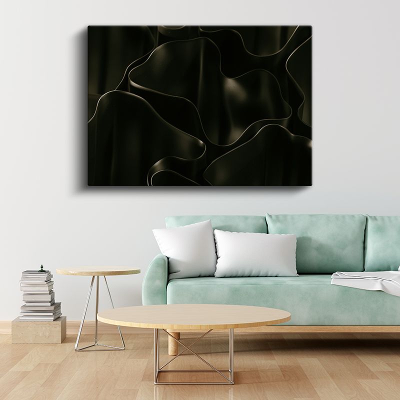 Gece Dalgaları - Siyah Üzerine Zarif Çizgiler Kanvas Tablo