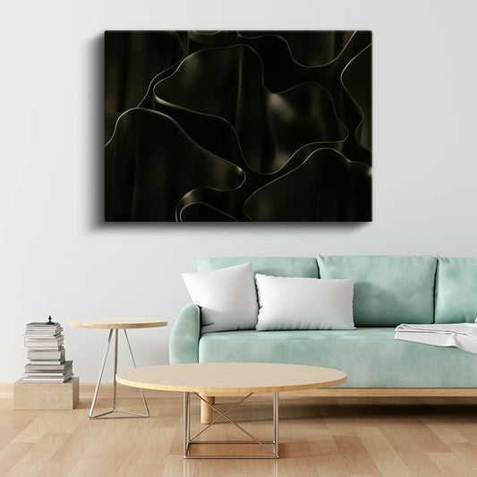 Gece Dalgaları - Siyah Üzerine Zarif Çizgiler Kanvas Tablo