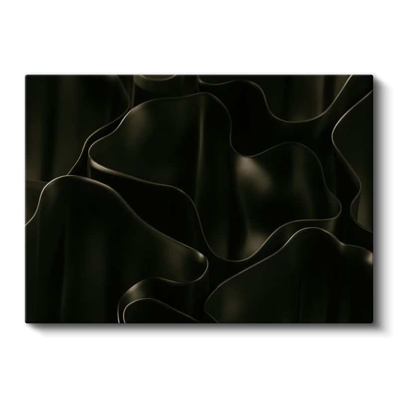 Gece Dalgaları - Siyah Üzerine Zarif Çizgiler Kanvas Tablo