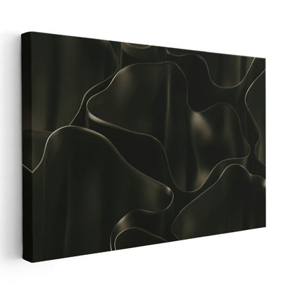 Gece Dalgaları - Siyah Üzerine Zarif Çizgiler Kanvas Tablo
