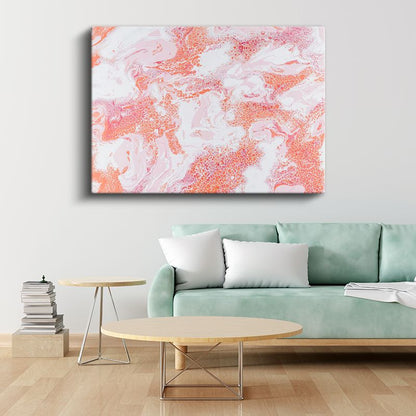 Mermer Akışı - Pembe ve Turuncu Tonlarında Sıvı Efekt Kanvas Tablo