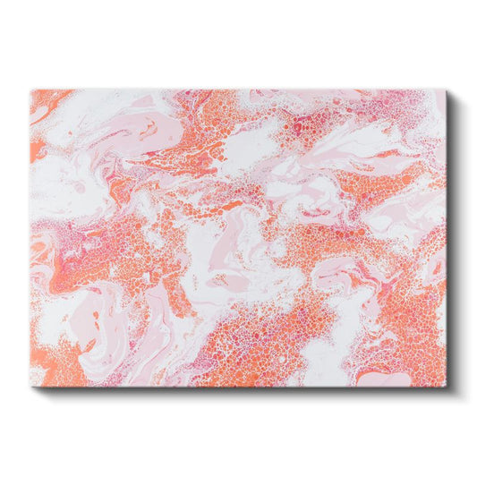 Mermer Akışı - Pembe ve Turuncu Tonlarında Sıvı Efekt Kanvas Tablo