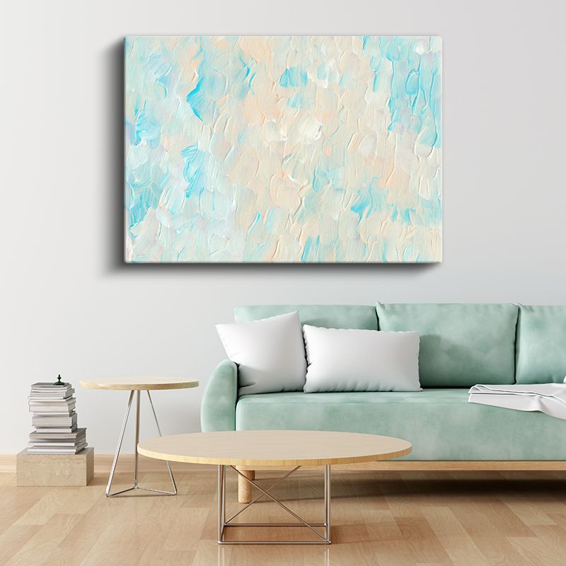 Turkuaz Dalgalar - Dokulu Fırça Darbeleri Kanvas Tablo
