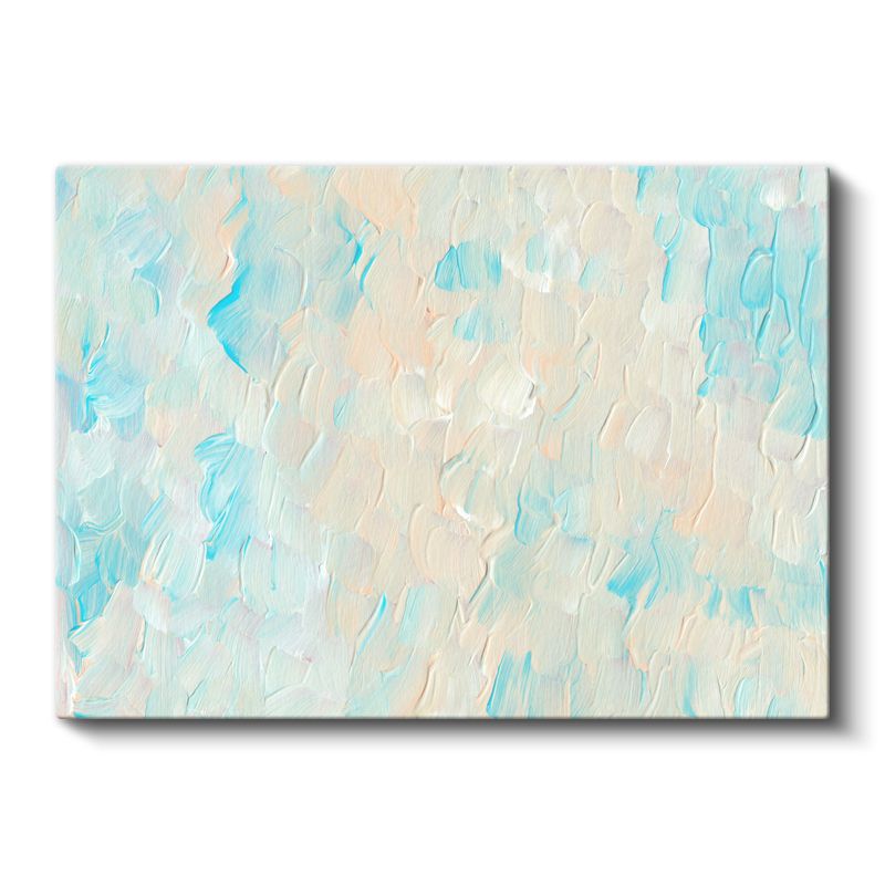 Turkuaz Dalgalar - Dokulu Fırça Darbeleri Kanvas Tablo