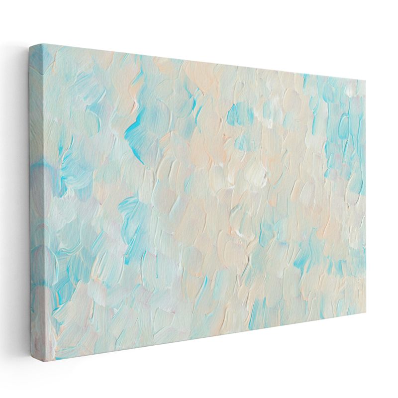 Turkuaz Dalgalar - Dokulu Fırça Darbeleri Kanvas Tablo