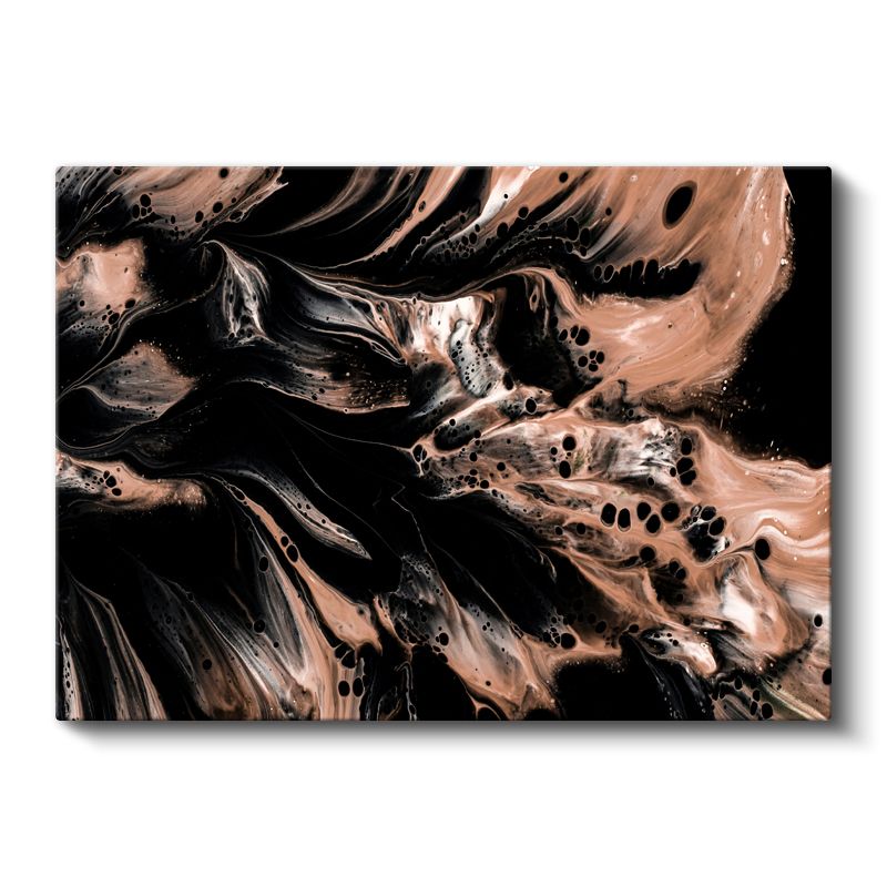 Bronz Dalgalanma - Siyah Kontrast Akışkan Formlar Kanvas Tablo