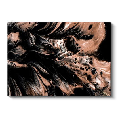 Bronz Dalgalanma - Siyah Kontrast Akışkan Formlar Kanvas Tablo