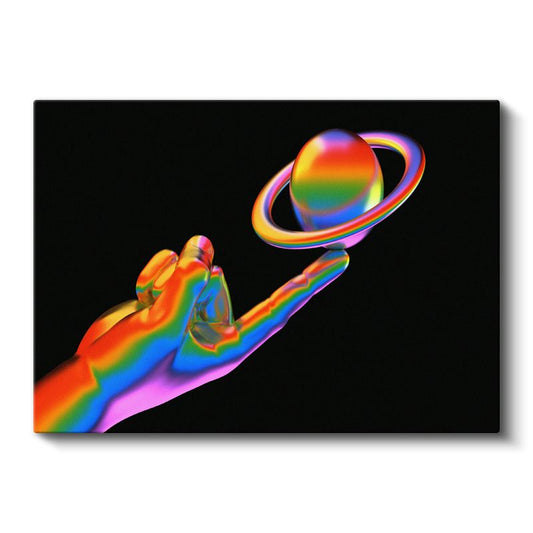 Evrenin Dokunuşu - Gökkuşağı Gezegen Kanvas Tablo