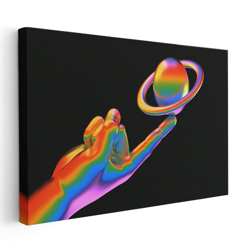 Evrenin Dokunuşu - Gökkuşağı Gezegen Kanvas Tablo