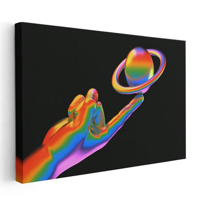 Evrenin Dokunuşu - Gökkuşağı Gezegen Kanvas Tablo