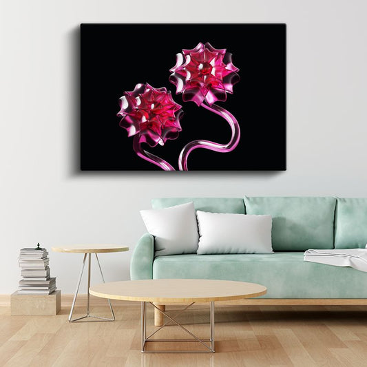 Fuşya Kristaller - Zarif Kıvrımlar Kanvas Tablo