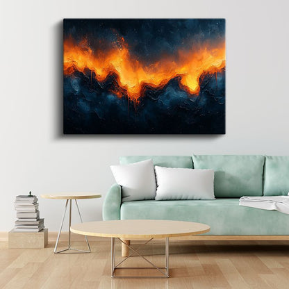 Ateş Dalgaları - Turuncu Alev Kanvas Tablo