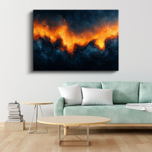 Ateş Dalgaları - Turuncu Alev Kanvas Tablo
