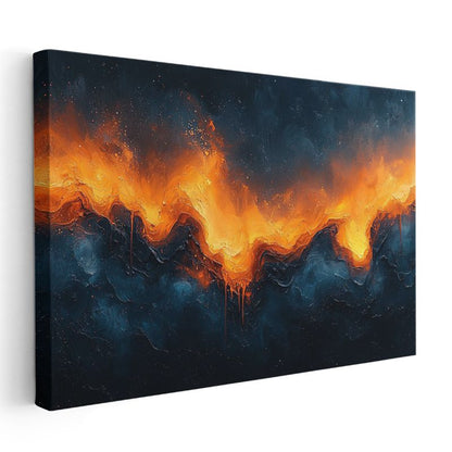 Ateş Dalgaları - Turuncu Alev Kanvas Tablo