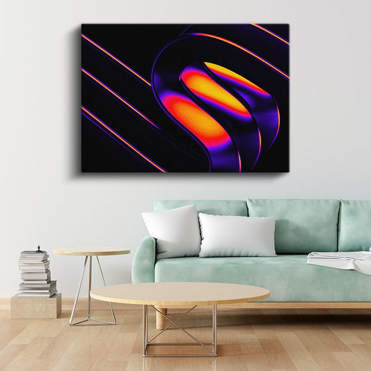 Neon Boyutlar - 3D Geometrik Formlar Kanvas Tablo