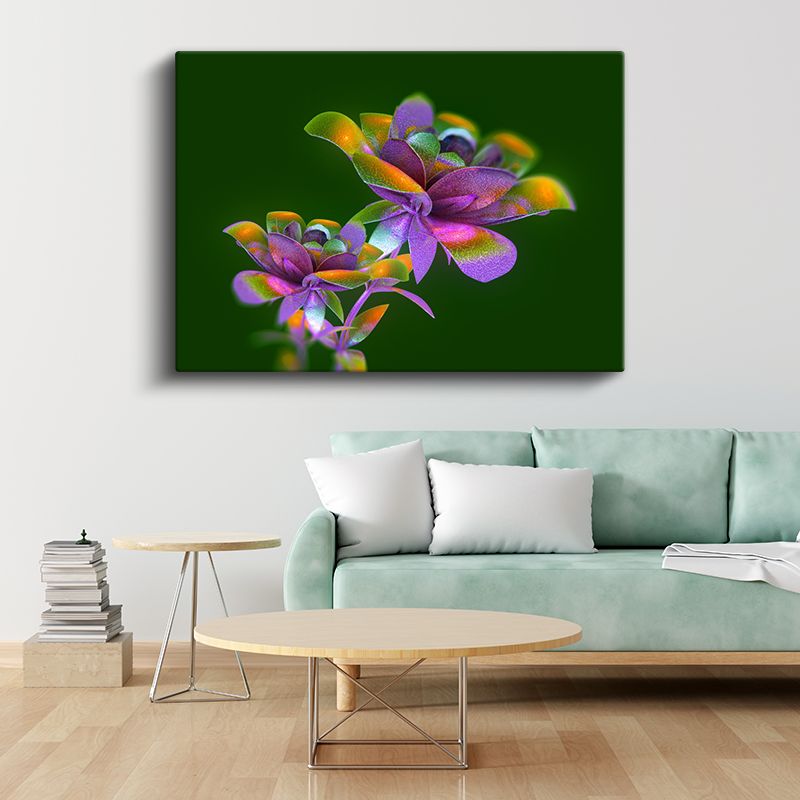 Floresan Çiçekler - Canlı Renklerde Soyut Botanik Kanvas Tablo