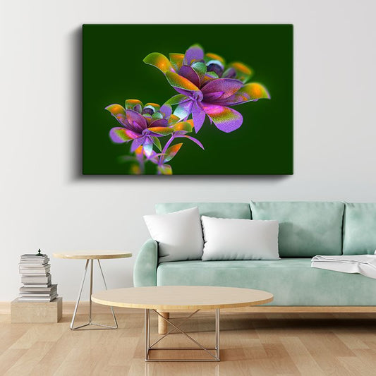 Floresan Çiçekler - Canlı Renklerde Soyut Botanik Kanvas Tablo