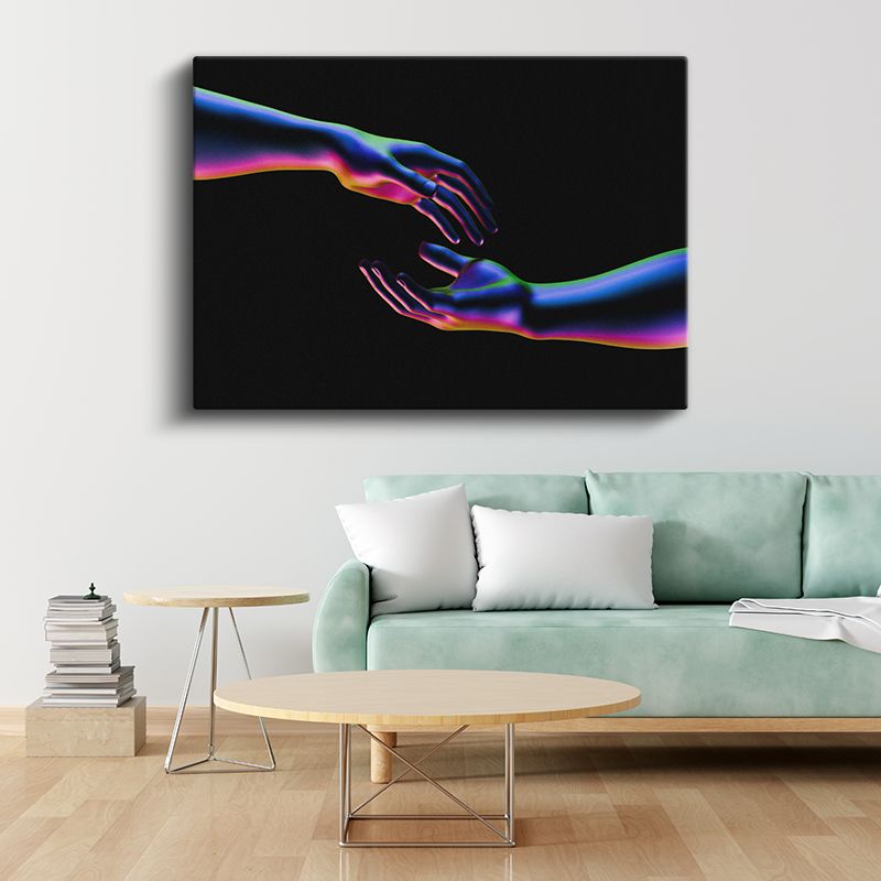 Kromatik Dokunuş - Neon Renkli Eller Soyut Kanvas Tablo