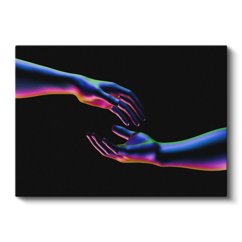 Kromatik Dokunuş - Neon Renkli Eller Soyut Kanvas Tablo