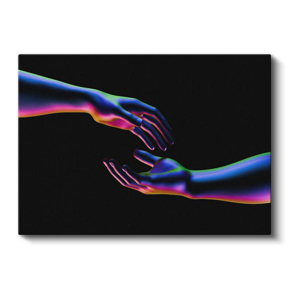 Kromatik Dokunuş - Neon Renkli Eller Soyut Kanvas Tablo