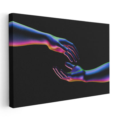Kromatik Dokunuş - Neon Renkli Eller Soyut Kanvas Tablo