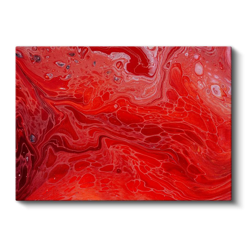 Ateş Dalgaları - Kırmızı Tonlarda Akışkan Soyut Kanvas Tablo