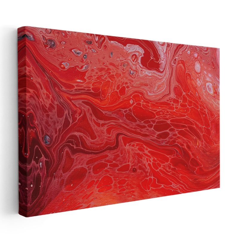 Ateş Dalgaları - Kırmızı Tonlarda Akışkan Soyut Kanvas Tablo