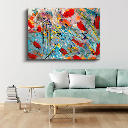 Renkli Kaos - Dinamik Fırça Darbeleri Soyut Kanvas Tablo