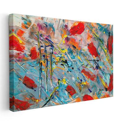 Renkli Kaos - Dinamik Fırça Darbeleri Soyut Kanvas Tablo