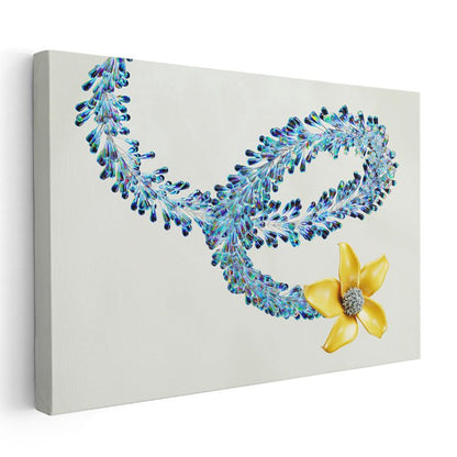 Kristal Yol - Mavi Damlalar ve Sarı Çiçek Kanvas Tablo