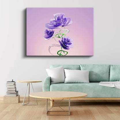 Mor Sarmal - Dijital Çiçek Kompozisyonu Kanvas Tablo