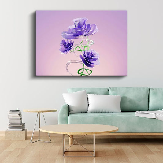 Mor Sarmal - Dijital Çiçek Kompozisyonu Kanvas Tablo