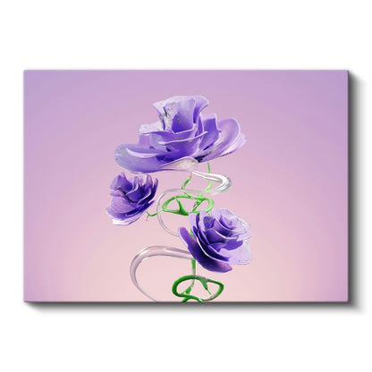 Mor Sarmal - Dijital Çiçek Kompozisyonu Kanvas Tablo