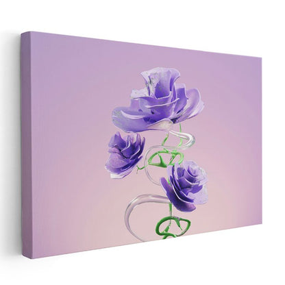 Mor Sarmal - Dijital Çiçek Kompozisyonu Kanvas Tablo