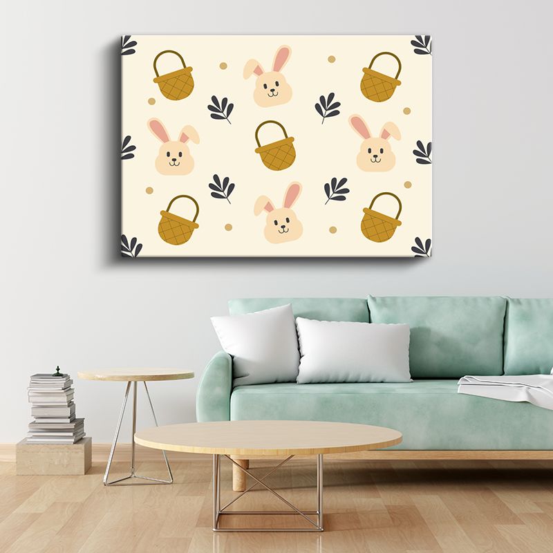 Sevimli Desenler - Minimalist Tavşan İllüstrasyonu Kanvas Tablo